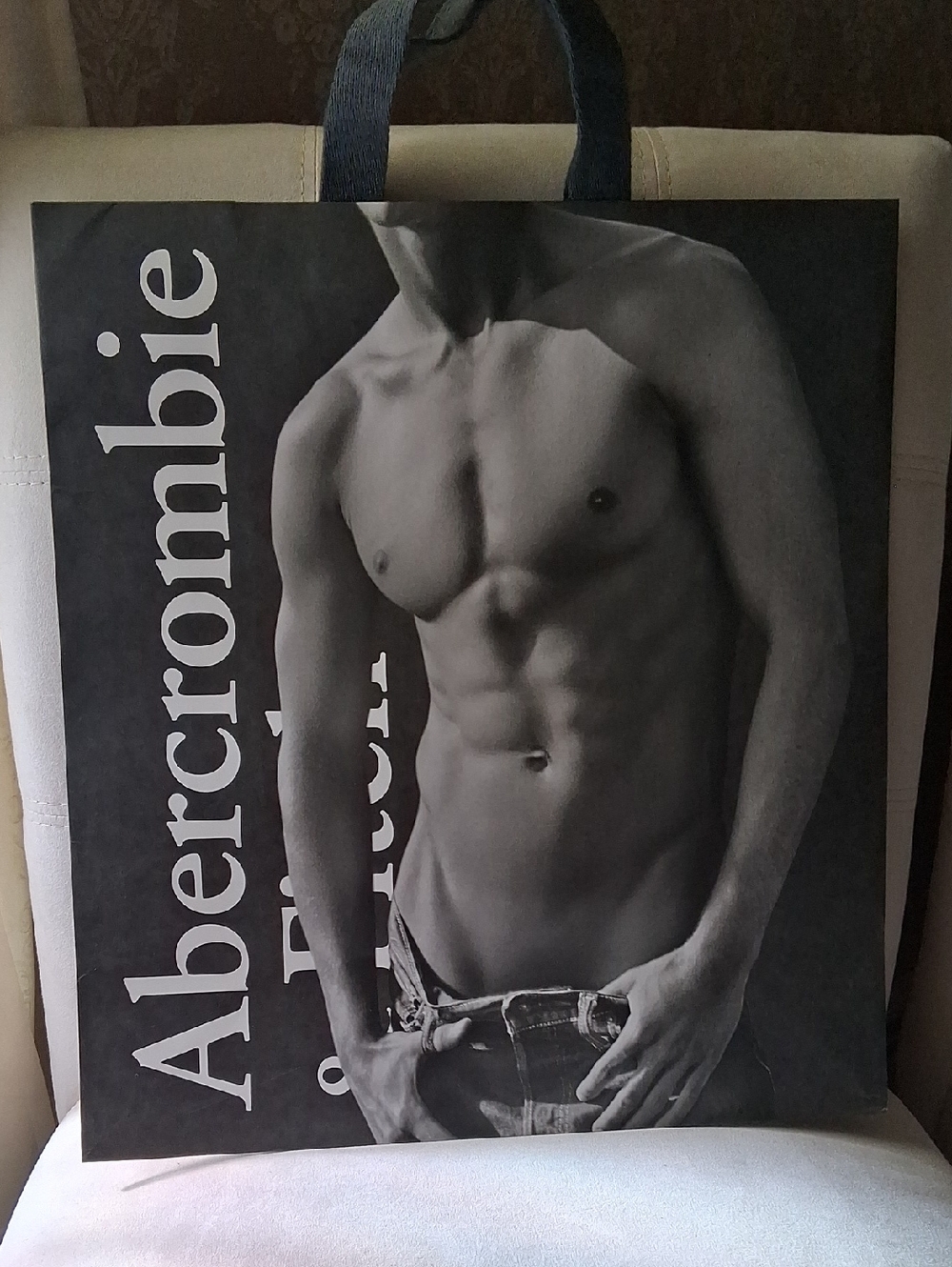Abercrombie & Fitch Black and White Graphic Shopping Bag